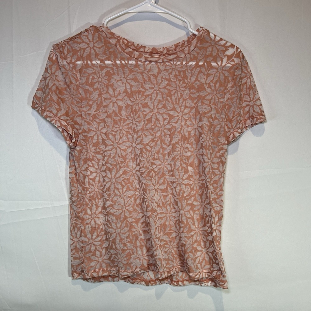 Splendid Sheer Stretchy Pink  Floral Top Size‎ Medium Y2K Lightweight